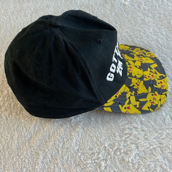 Pokemon Pokeball Baseball Hat Cap Pikachu Black Flat Bill Snapback Licensed - Picture 5 of 10